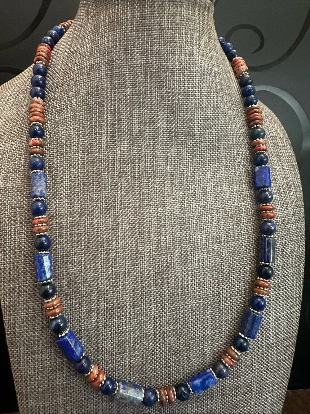 Handmade Lapis lazuli Bead  Unisex Necklace